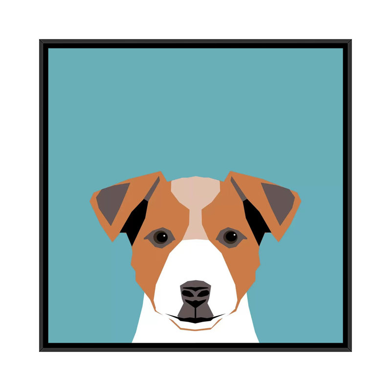 Jack Russell Terrier, impression sur toile tendue, H 18 po x l 18 po x P 1,5 po, Toile avec cadre noir, Pas de tapis