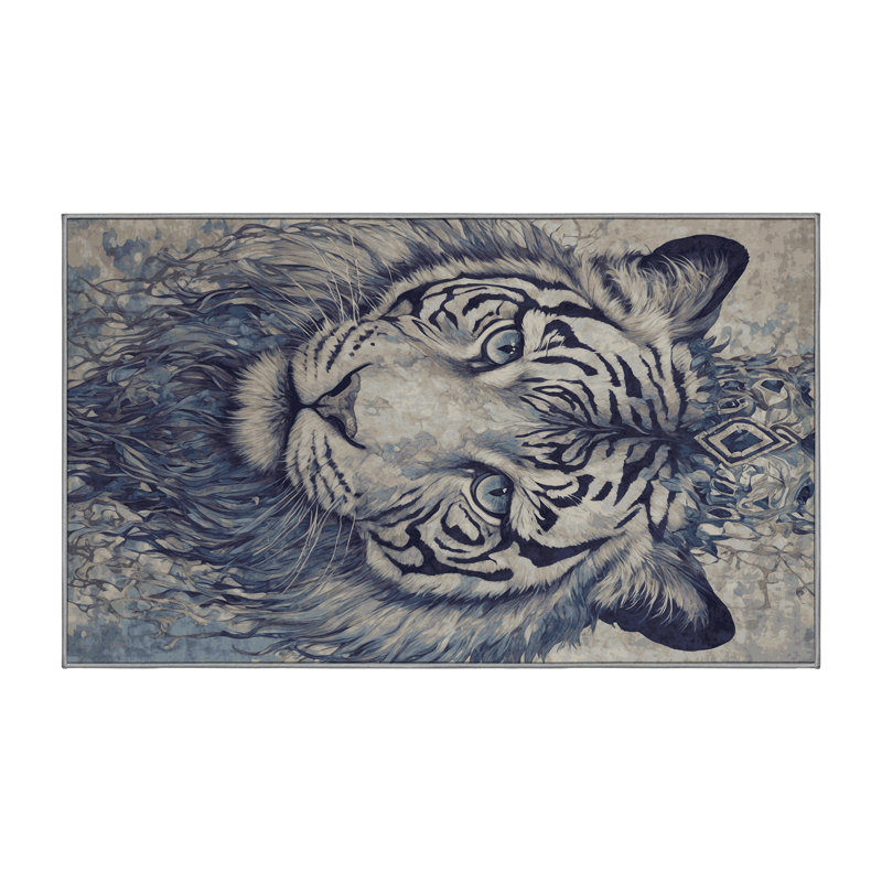 Machine Washable Gray Area Rug, Rectangle 5' x 7'
