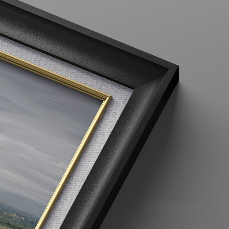 «Soft Rolling Countryside Hills Atmospheric Landscape», ensemble de 2 reproductions d'art encadrées sur papier de qualité supérieure 26 po x 36 po
