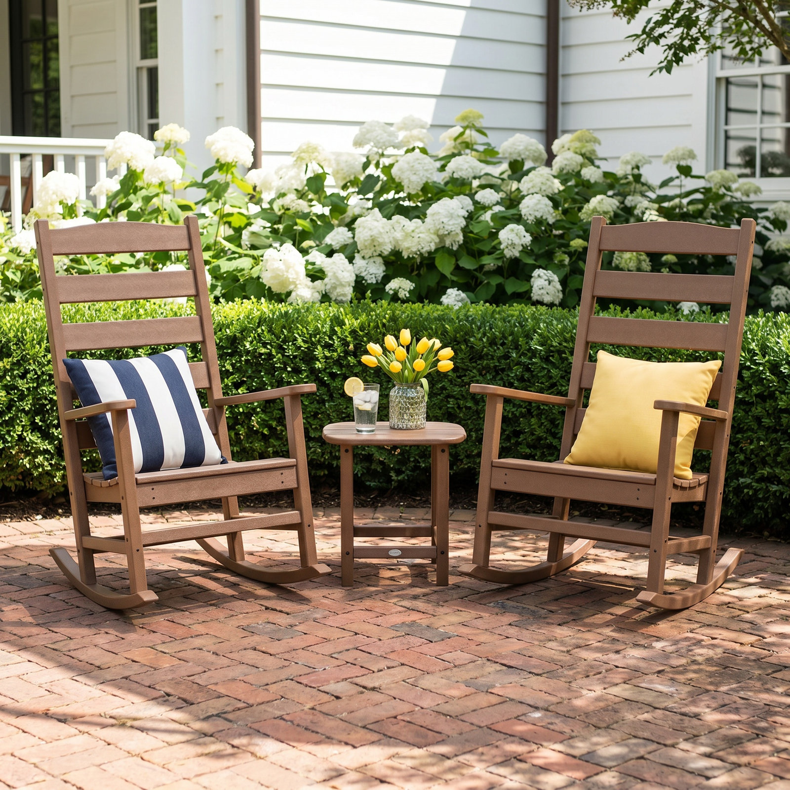 POLYWOOD® Rocker 2-Person Patio Seating Group, Teak