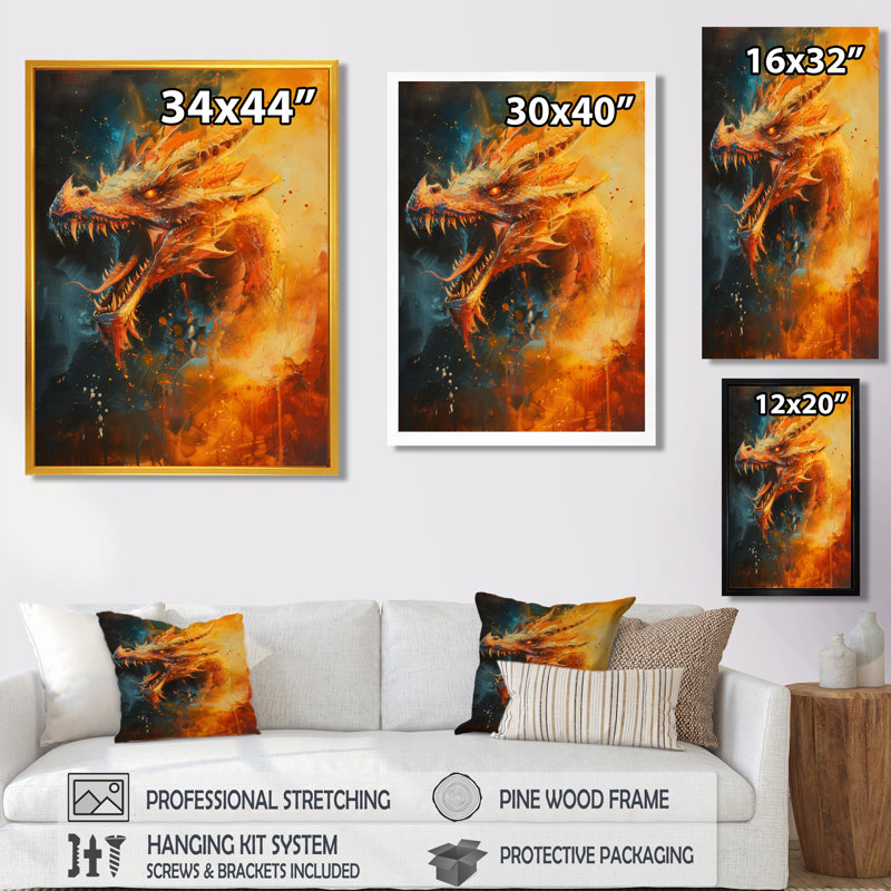 Art mural orange, orange et jaune, H 20 po x l 12 po x P 1 po, Toile tendue