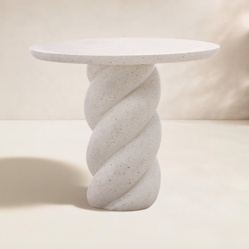 Nidia Lightweight Concrete Terrazzo Outdoor Bistro Table, Ivory
