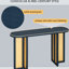 Table d'entrée polyvalente, style, rangement disponible, design Mid-Century, structure en bois massif, console ovale bleu marine, tissage, rangement, plateau de table étroit, bois, décoration de salon,-833518082