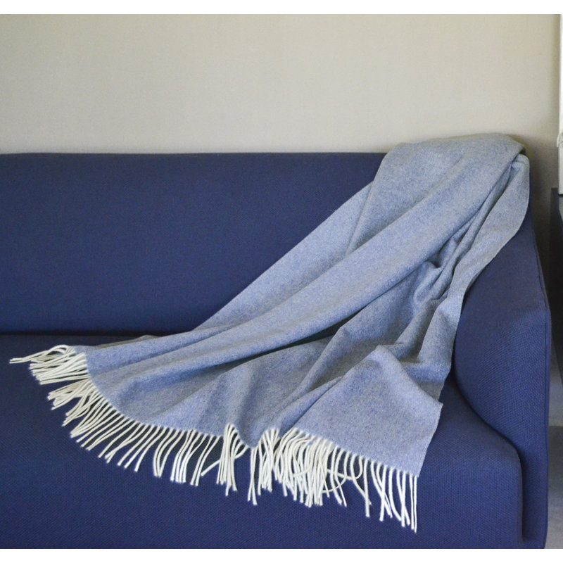 Dolomiti Hand Woven Throw Blanket, Pearl/Airforce Blue