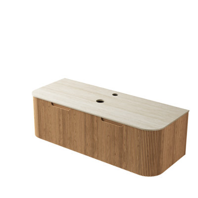 Annora 48'' Wall Mounted Bathroom Vanity Base with Roman Travertine Sintered Stone Countertop & 2 Drawers