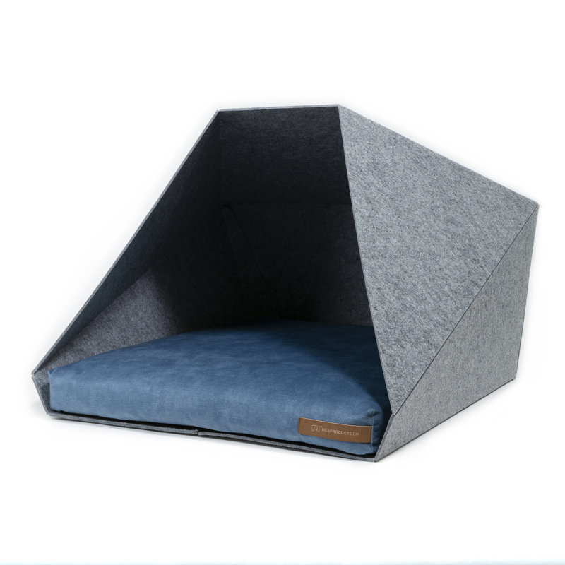 Polyester Pet Bed, Light Grey/Navy Blue