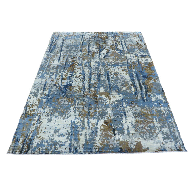Tapis oriental moderne bleu noué à la main 9 X 12 57D99F8EB8DD475DBB0F3214F67BA650