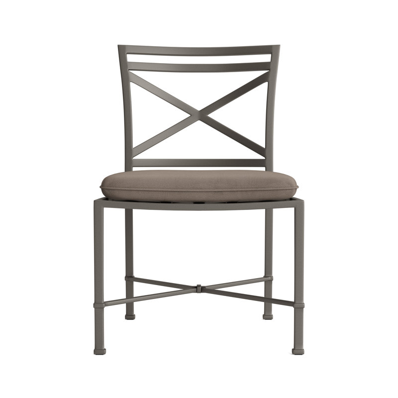 Venetian Outdoor Dining Side Chair, Mica, Fusion Dove, White