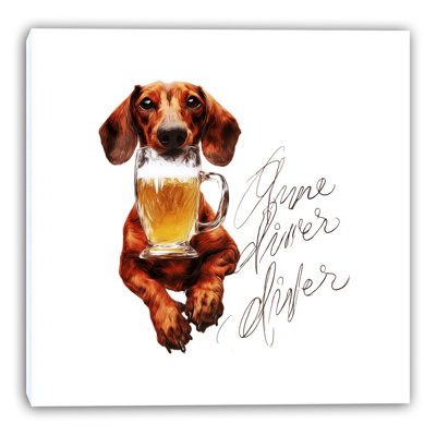 Happy Beer Pup Wrapped Canvas Wall Art