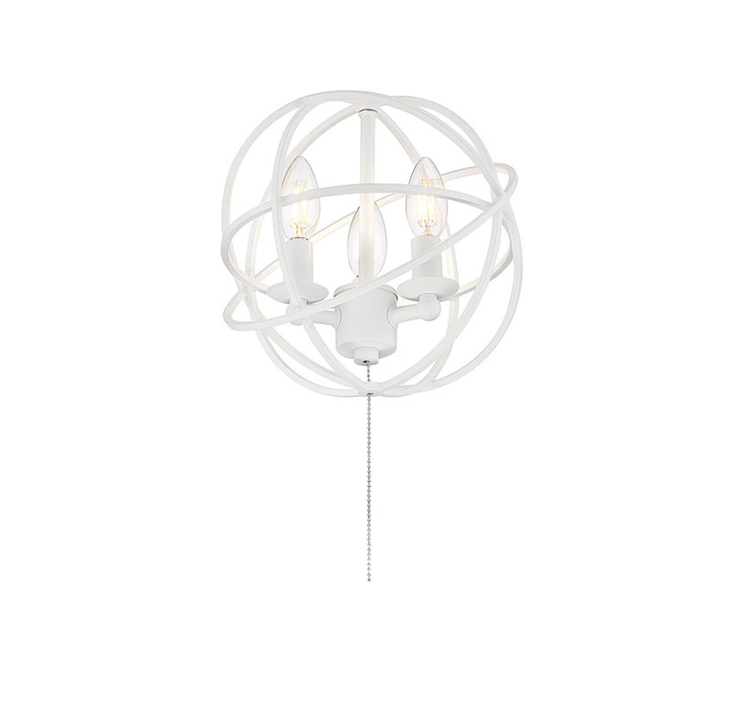 Ventilateur de plafond à DEL 3 lumières, Bois Vieilli / Blanc