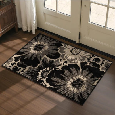 Paillasson antidérapant à motif floral lavable