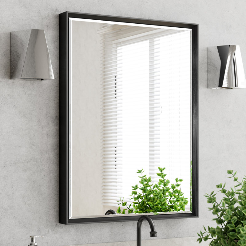 Miroir de salle de bain mural Lohoski, Noir, 36 po x 30 po