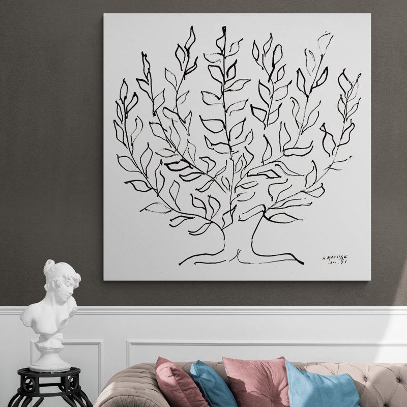 Plain Tree by Henri Matisse - Closed Corner Frame Print on Canvas, 61cm H x 61cm W x 4cm D