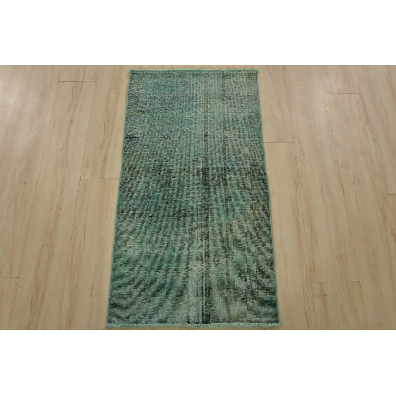 Tapis oriental noué à la main en laine rétro bleu 2 pi x 3 pi 10 po