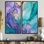Turquoise et mauve liquide Art II - grandes fractales, art mural