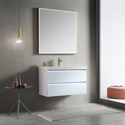 Ensemble de meuble-lavabo simple 35 po avec miroir Fahriye