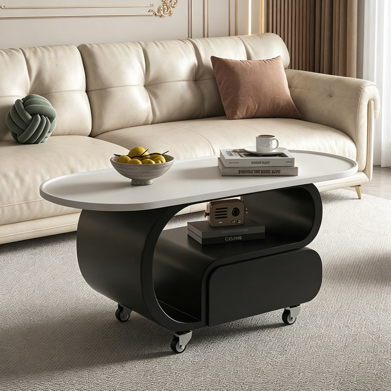 Table basse mobile Creativ, Blanc, Noir, H 19,68 po x L 39,37 po x l 19,68 po