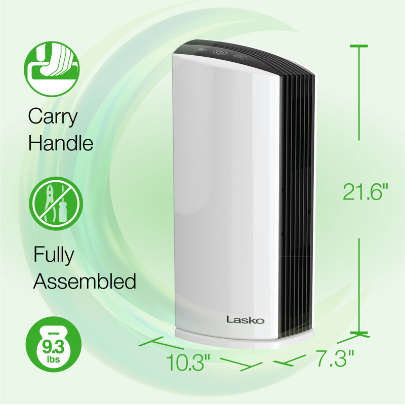 Tabletop Air Purifier with HEPA Filter, 21.64" H x 10.31" W x 7.3" D