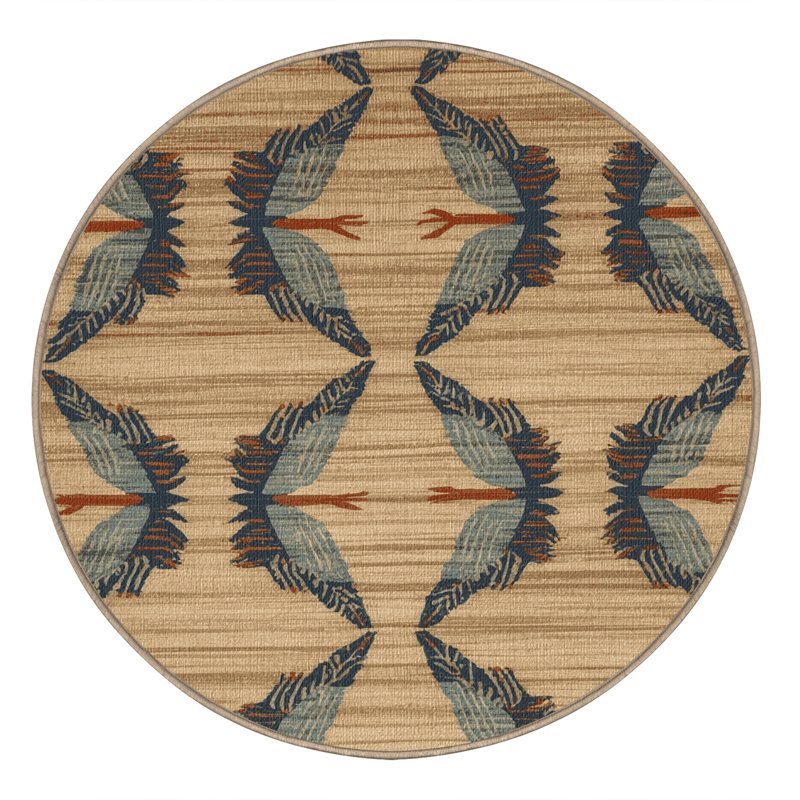  Tapis hawaïen lavable avec frégates, Rond 5 pi