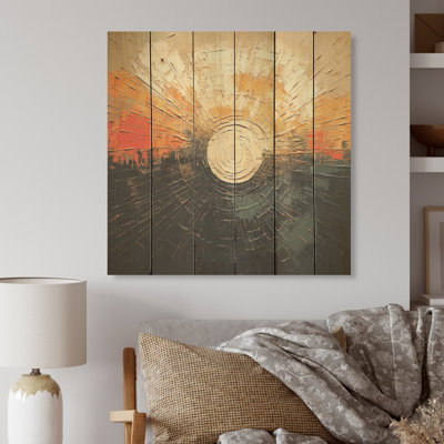 Noir et beige coucher de soleil, rêverie - lever de soleil sur bois de pin naturel