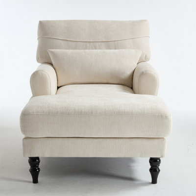 Modern Chenille Chaise Lounge Chair with Lumbar Pillow