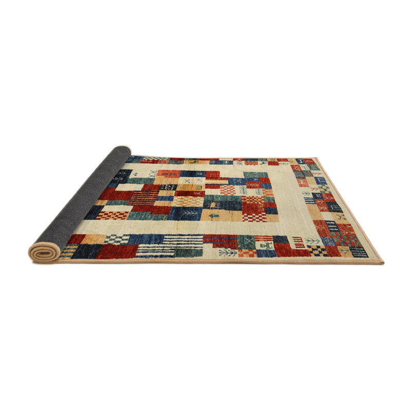 Tapis contemporain beige / brun / gris, Rond 4 pi