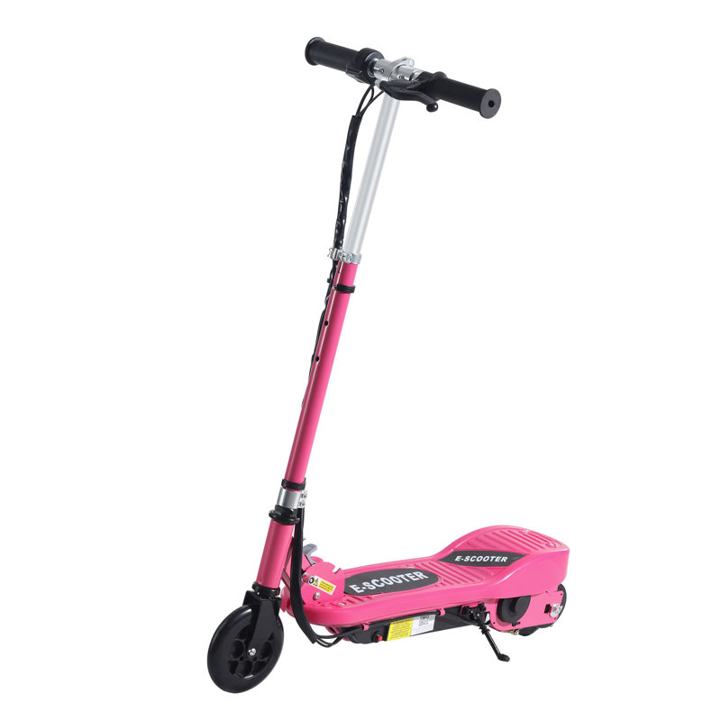 HOMCOM Kids Electric Scooter 5.5 in for Ages 7-14 Adjustable Height Pink