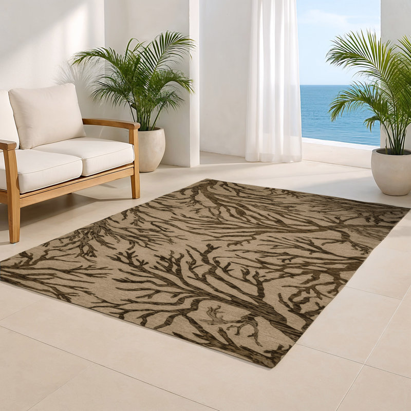 Tapis beige d'intérieur et d'extérieur Nature, Rectangle 4pi x 6 pi