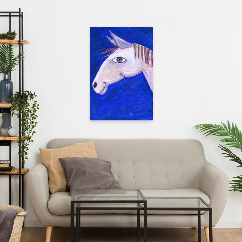 Art mural cheval fantaisiste blanc fantaisiste