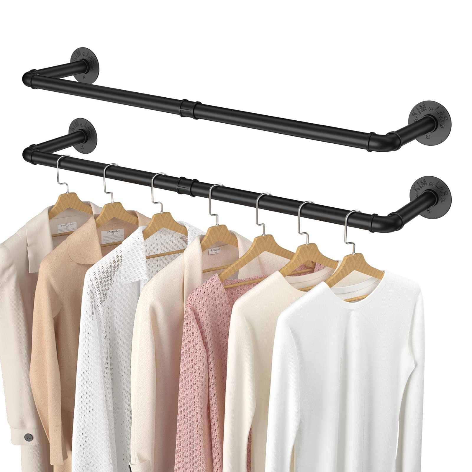 Williston Forge 2 Pack Clothing Rack Wall Mount, Industrial Pipe ...