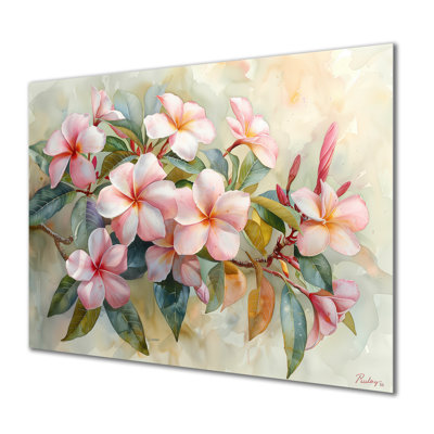 Plumeria rose, rêve tropical II - art mural Plumeria, salon