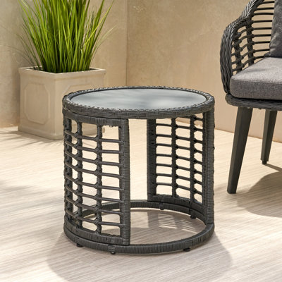 Taranto Round Glass Outdoor Side Table
