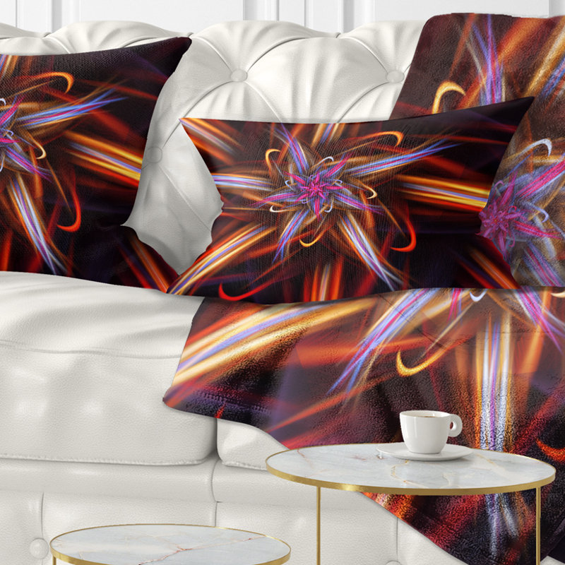 Coussin lombaire à motif fractal coloré floral