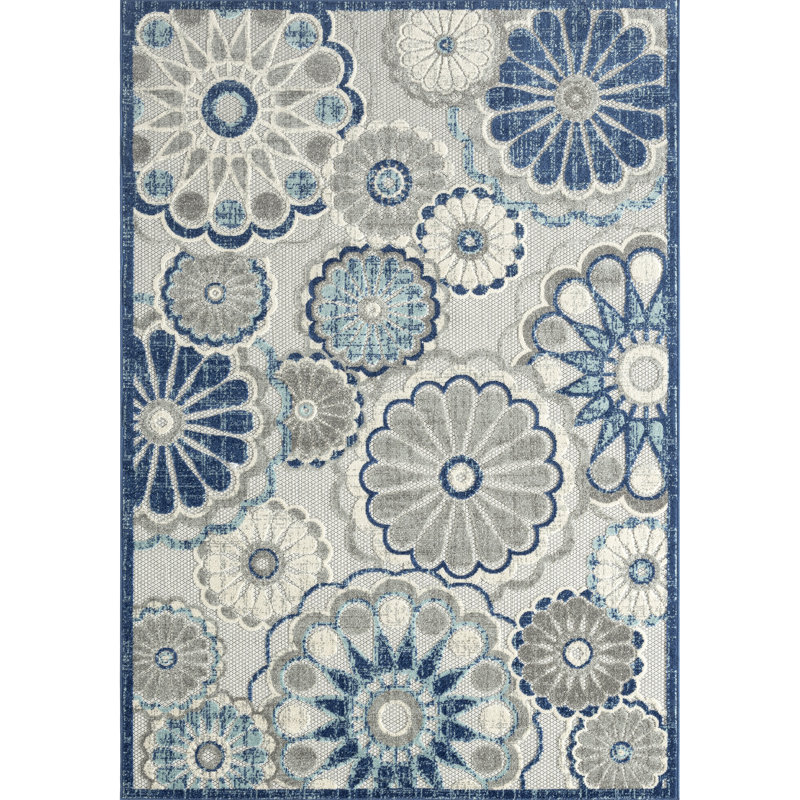 Tapis floral gris Inso, Rectangle 5 pi 3 po x 7 pi 6 po
