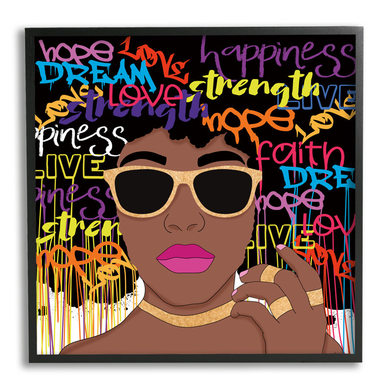 Fille d'inspiration moderne par Daniela Santiago, Giclée encadrée noir minuit, H 17 po x l 17 po x P 1,5 po