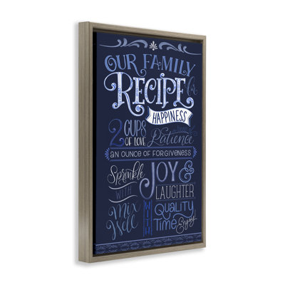 Cadre flottant bleu Our Family Recipe, design par Nicole Tamarin