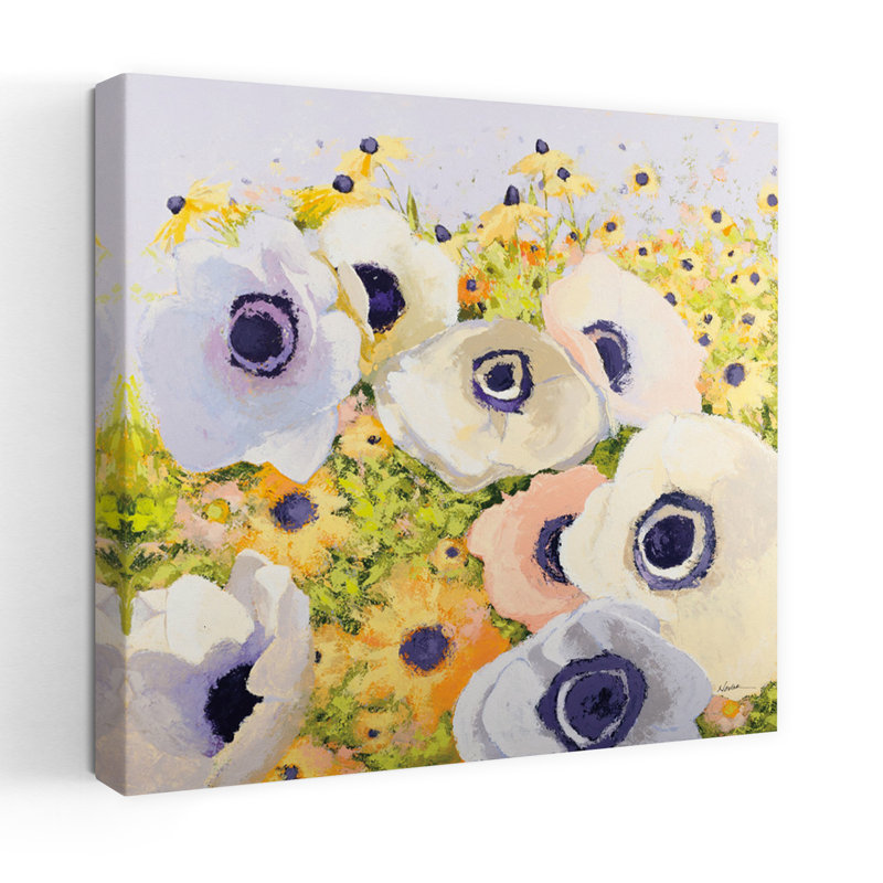Art floral pastel contemporain, H 36 po x l 36 po