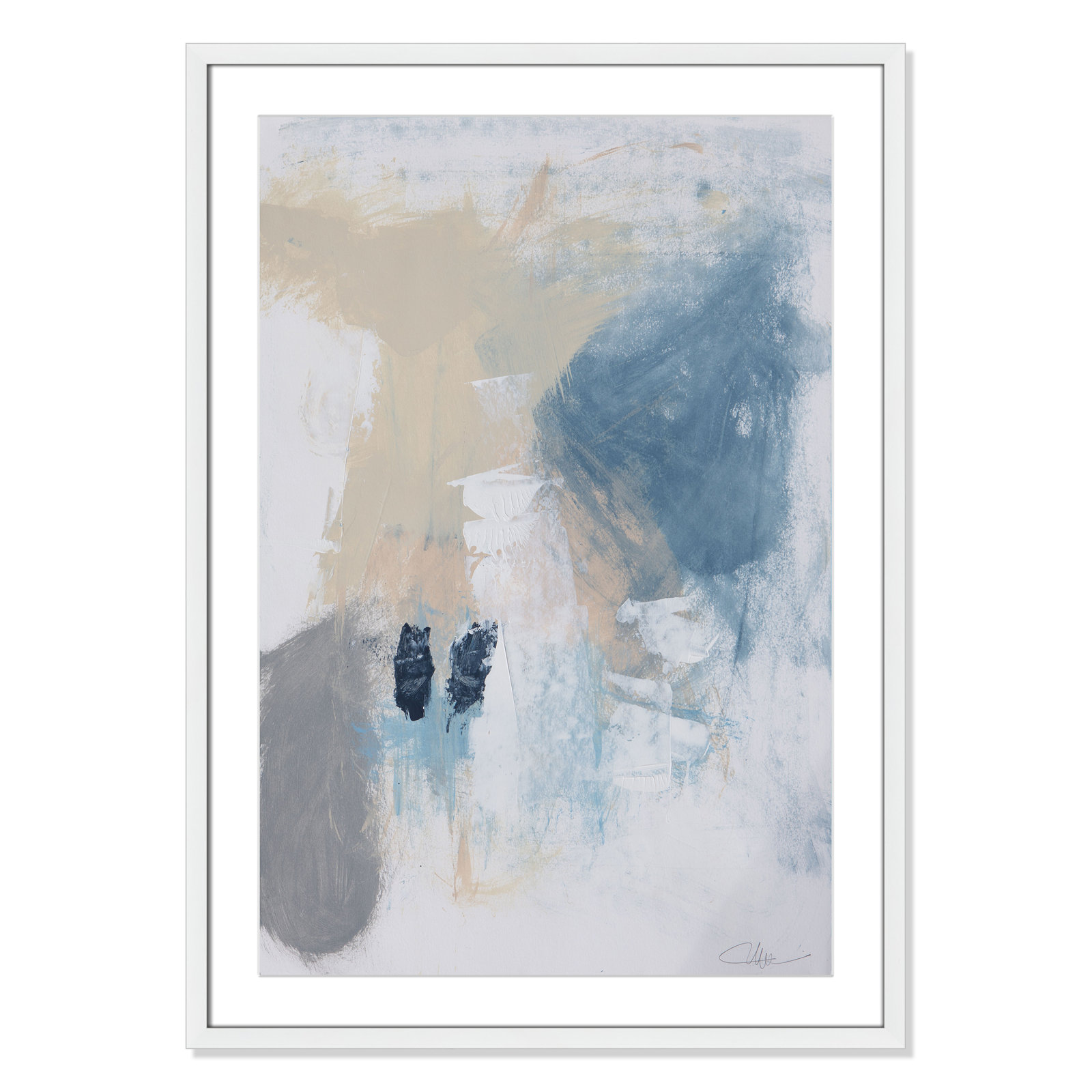 White, 35.5" H x 25.5" W x 1.25" D, White Single Picture Framed Paper