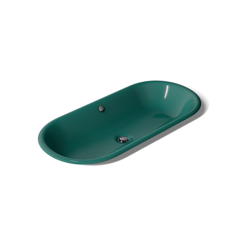 Iron Plains 33 In. Oval Drop-In / Undermount / Vessel Bathroom Sink, Teal
