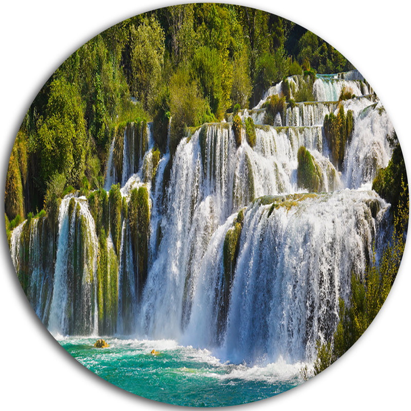 « cascade krka panorama », reproduction de photo sur métal, H 38 po x l 38 po x P 1 po