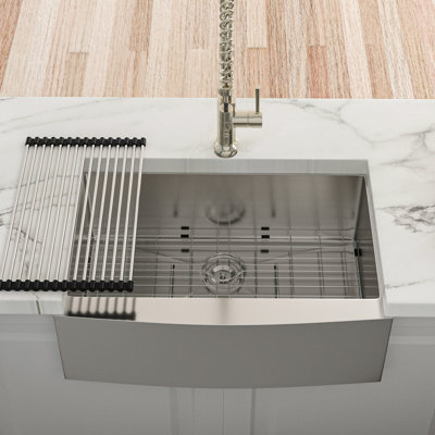 Gunmetal Black 24 Inch Kitchen Sink - Stainless Steel 16 Gauge Apron Front Sink, Physical Damage Protection, No Water Mark, Heat Endurance, Surface, Soundproof Base, Excellent Drain Flow, R10 Rounded