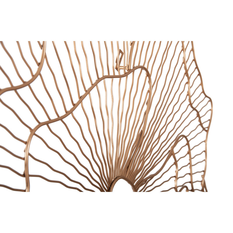 Copper Wire Flower Wall Sculpture, 36" Contemporary Art