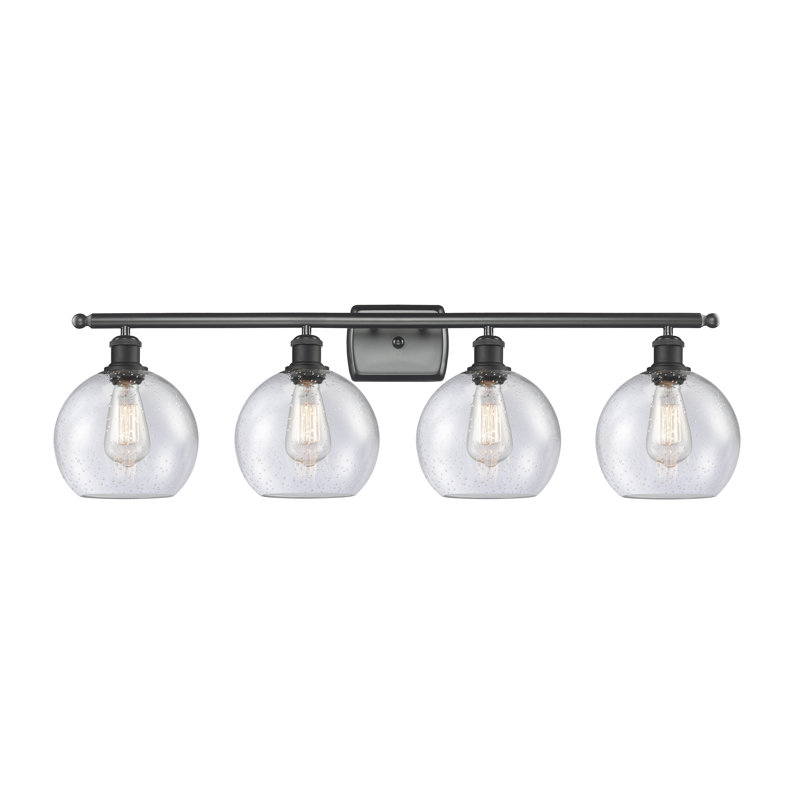 Éclairage pour salle de bain 4 lumières en laiton antique Cindi, Ampoule non incluse, Noir mat
