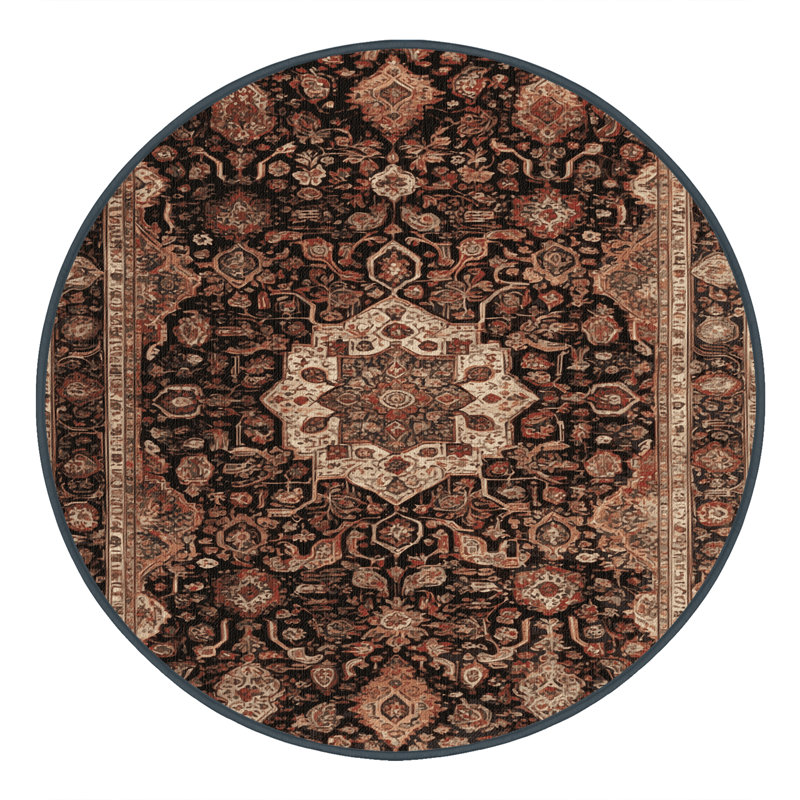 Tapis brun lavable à la machine, Rond 3 pi