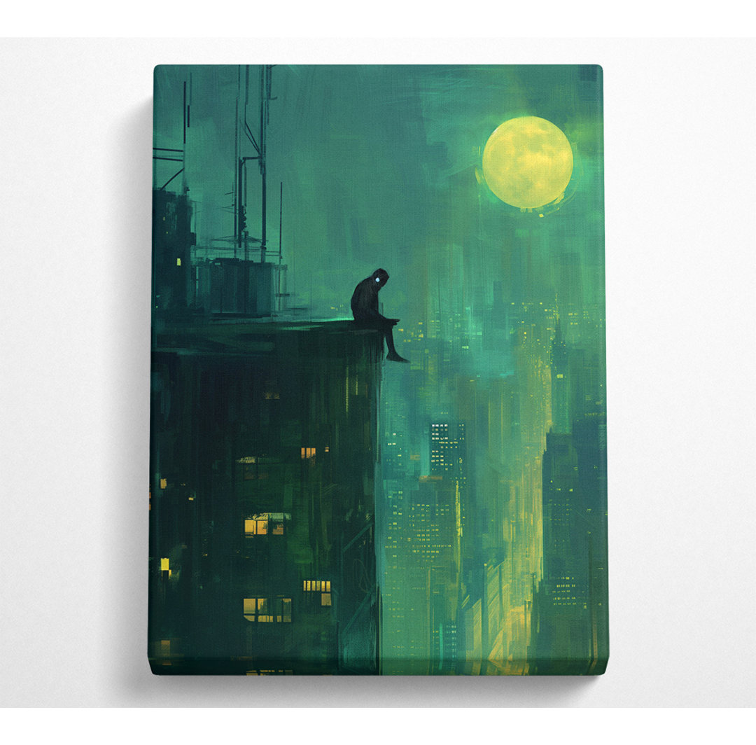 Cyber Punk Roof Top - Wrapped Canvas Kunstdrucke