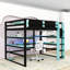 Lit mezzanine avec tablettes de rangement à deux niveaux, intégration Smart Tech et bureau-978145340-978145341