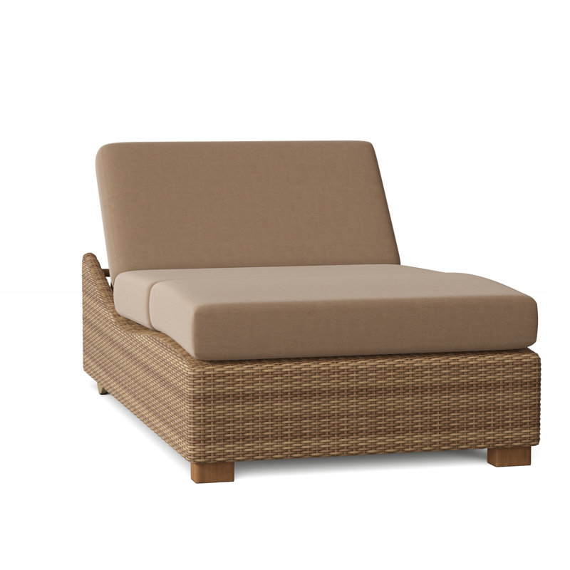 Chaise longue double inclinable avec coussin Montecito, Toile Sunbrella® beige chiné