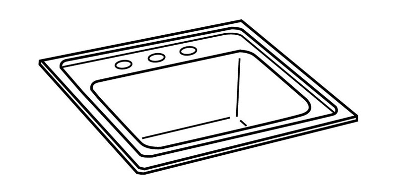 Évier de cuisine encastré de 15 po x 15 po Gourmet, 0 trou