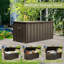 Coffre de rangement extérieur verrouillable pour terrasse - 100 gallons (378 litres), étanche, brun foncé, idéal pour les serviettes et les oreillers de piscine. Outils de patio inclus.