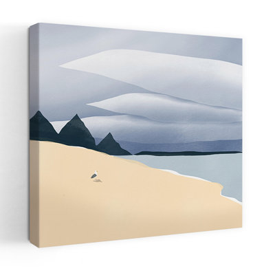 Minimalist Beach Seagull Abstract Contemporary Minimalist Seagull Bird Coastal Wall Art Print 1 Piece Wrapped Canvas Wall Art
